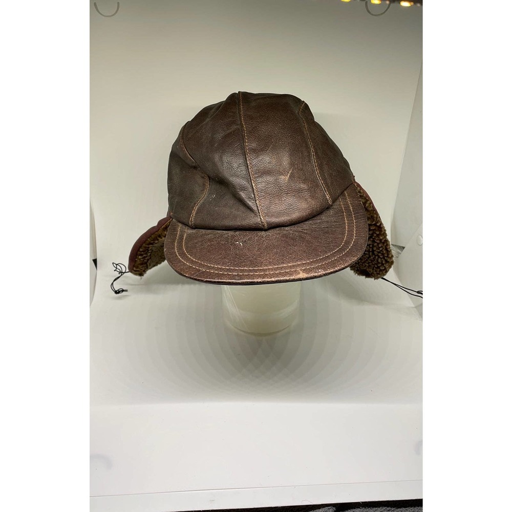COPY - vintage leather aviation leather hat XS